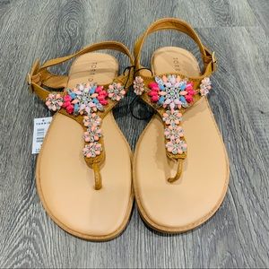TORRID NWT MULTI-COLOR GEMSTONE T-STRAP SANDALS